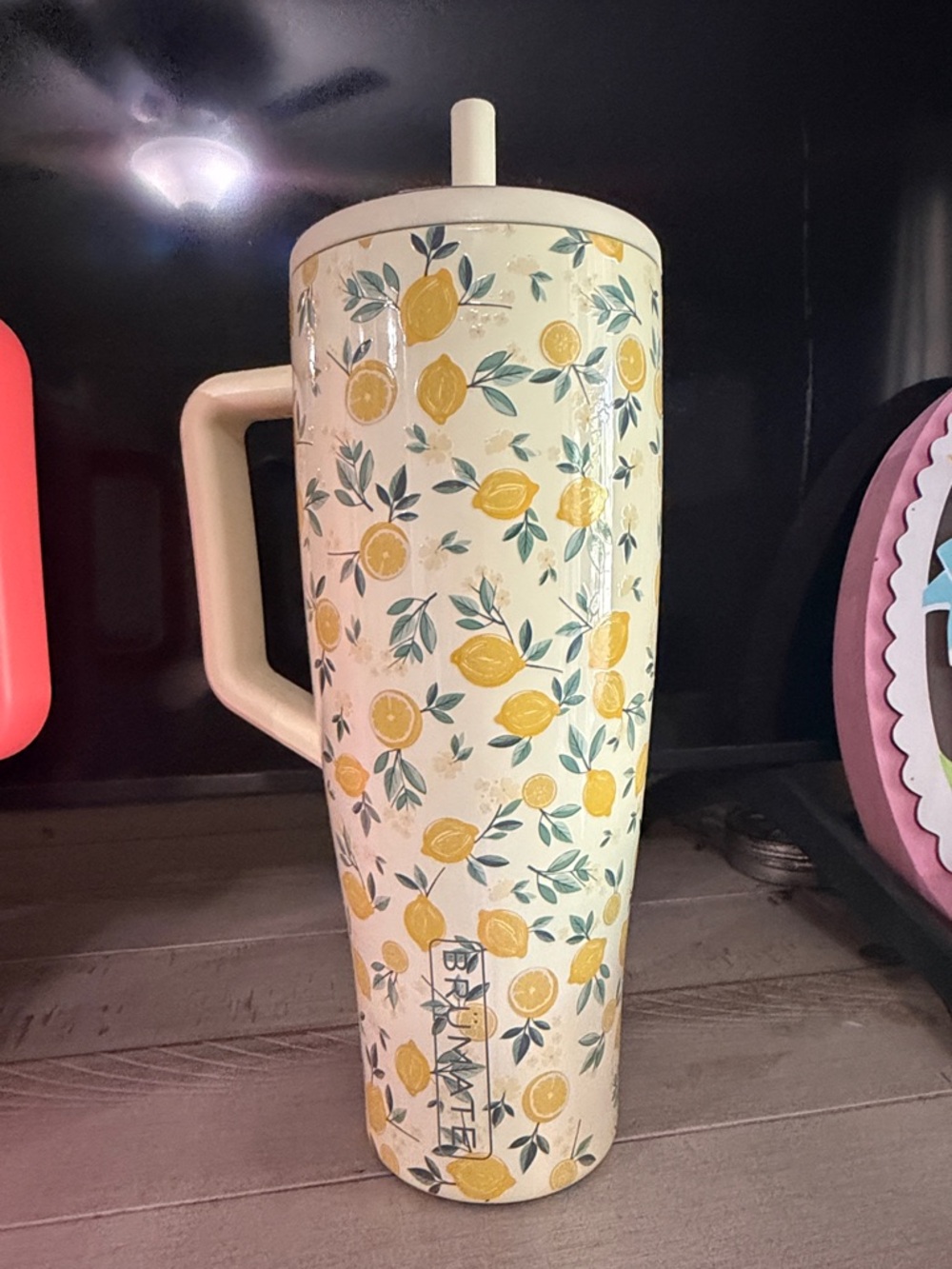 Brumate Lemon Pattern Tall Tumbler with Handle - Yellow